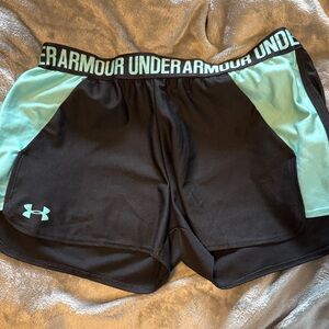 Under Armour Women's Black Shorts with Mint Accents and pockets